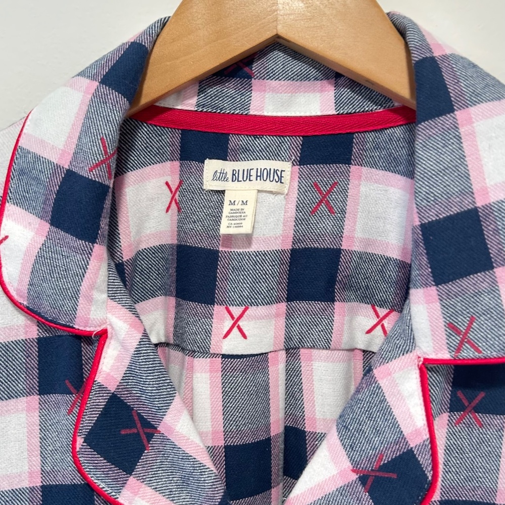 Little Blue House - Ski Holiday Flannel Nightdress - Pink Navy Plaid - Medium - Picture 5 of 6